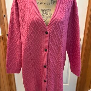 Talbots Pink Cable Knit Cardigan
